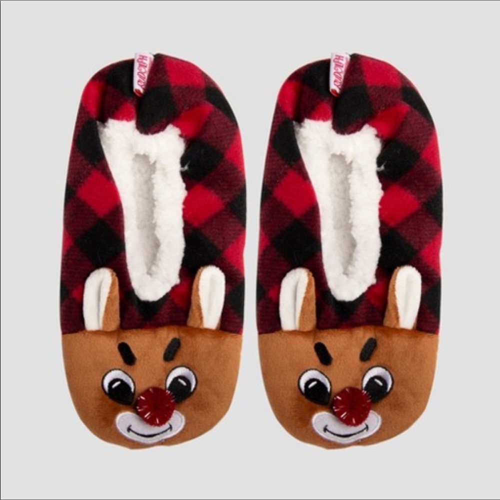 Rudolph Christmas Soft Sherpa Slippers M/L Child's size 13-4